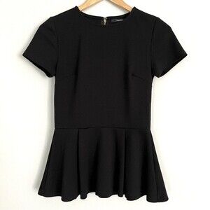 Forever 21 Black Short Sleeve Peplum Shirt, Size S